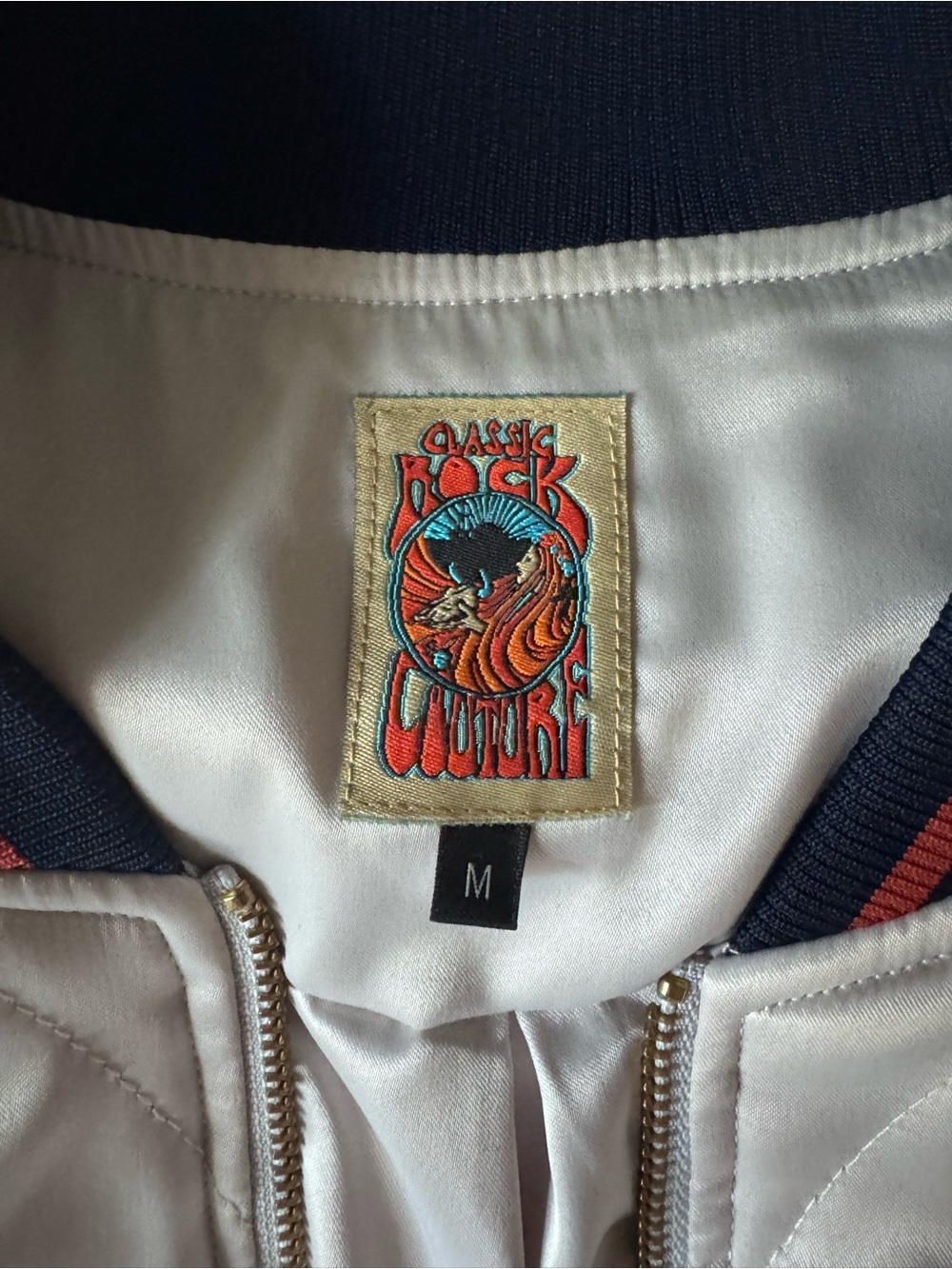 Classic Rock Couture Silver Wings Satin Bomber Jacket - Picture 5 of 11